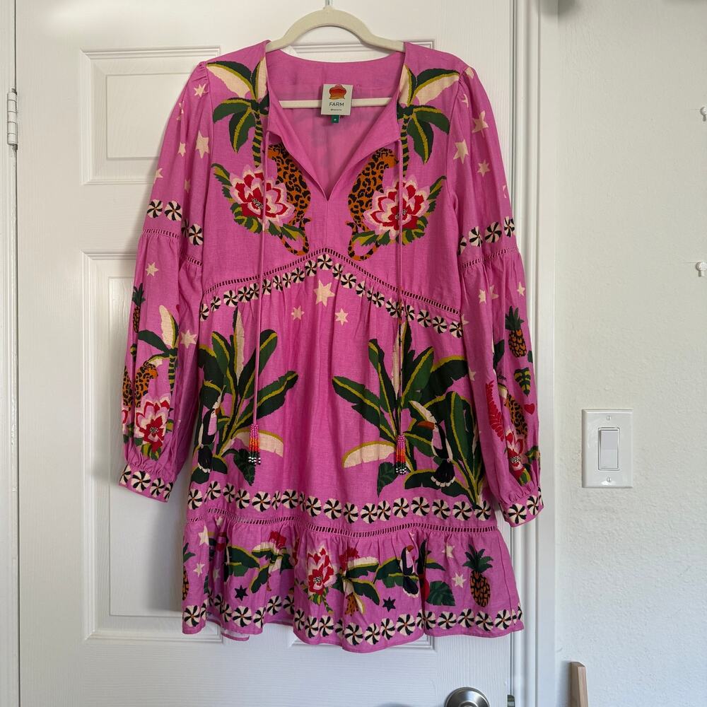 Farm Rio Leopard Forest Mini Dress